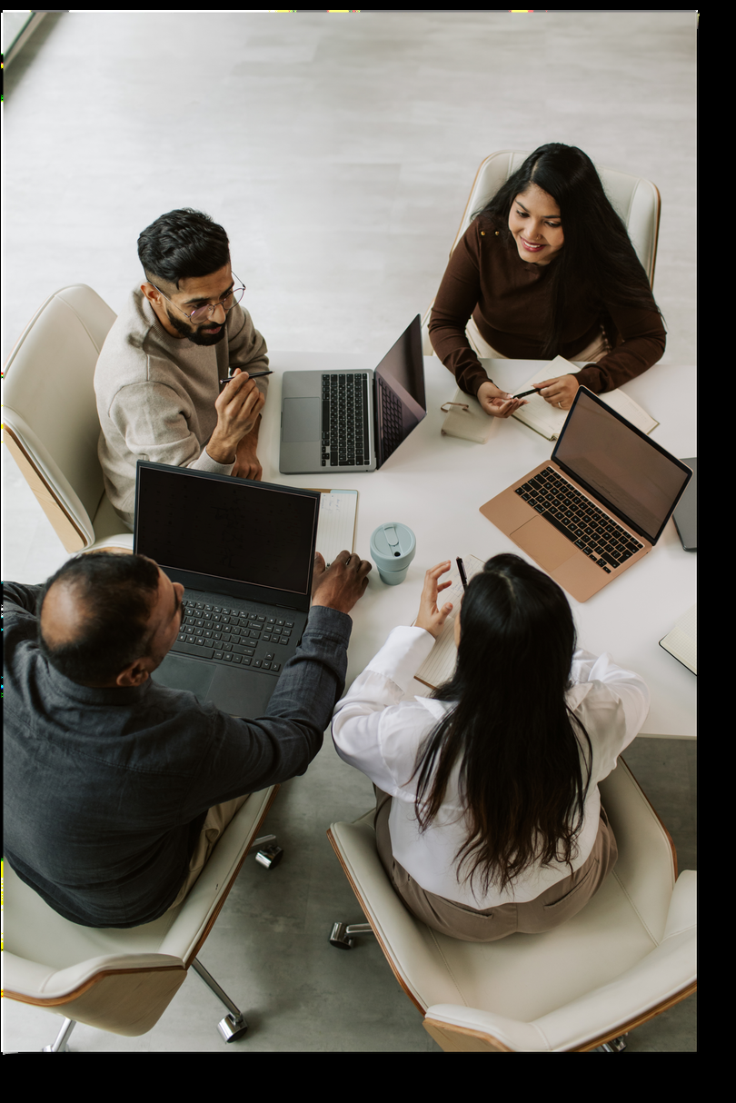 A small team collaborating around a table
